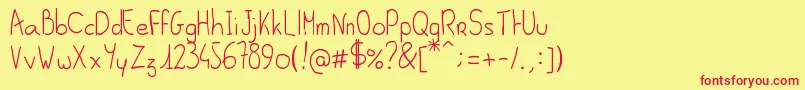 AlSeana-Schriftart – Rote Schriften auf gelbem Hintergrund