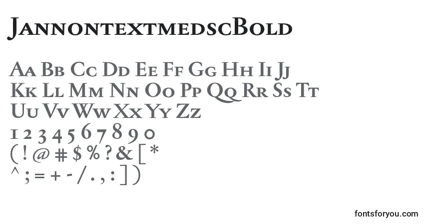 Czcionka JannontextmedscBold – alfabet, cyfry, specjalne znaki