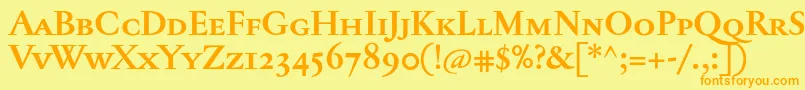 JannontextmedscBold-fontti – oranssit fontit keltaisella taustalla