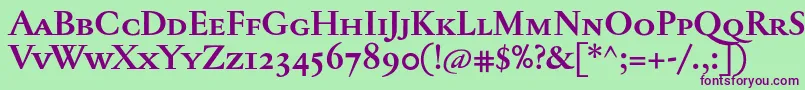Fonte JannontextmedscBold – fontes roxas em um fundo verde