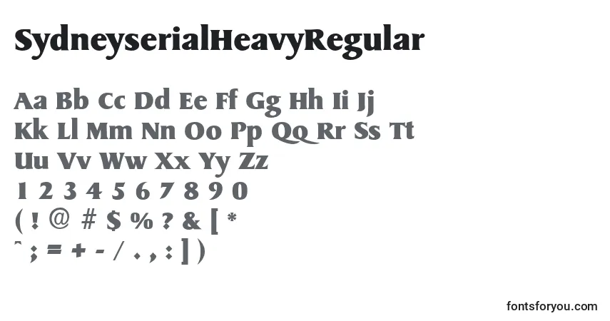 Czcionka SydneyserialHeavyRegular – alfabet, cyfry, specjalne znaki