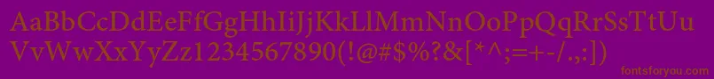 MinionproMediumcapt Font – Brown Fonts on Purple Background