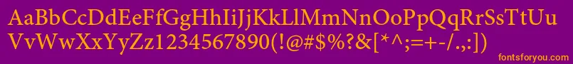 Lisätietoja MinionproMediumcapt-fontista MinionproMediumcapt-fontti – oranssit fontit violetilla taustalla