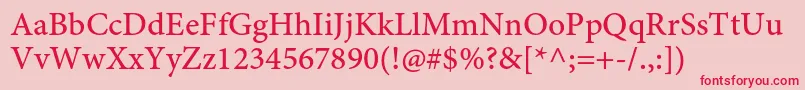 MinionproMediumcapt-Schriftart – Rote Schriften auf rosa Hintergrund