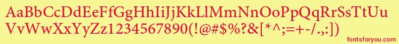 MinionproMediumcapt Font – Red Fonts on Yellow Background