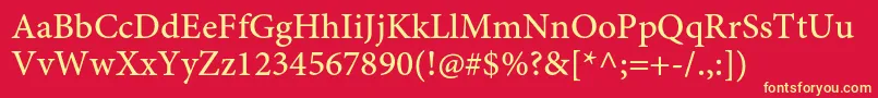 MinionproMediumcapt Font – Yellow Fonts on Red Background
