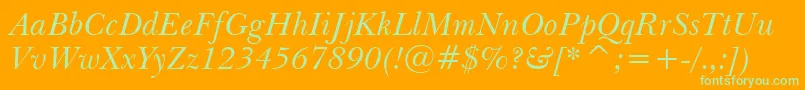 BaskervilleItalicBt Font – Green Fonts on Orange Background