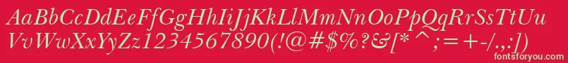 BaskervilleItalicBt Font – Green Fonts on Red Background