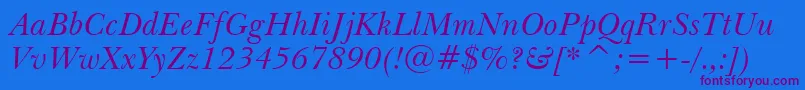 BaskervilleItalicBt Font – Purple Fonts on Blue Background