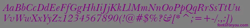 BaskervilleItalicBt Font – Purple Fonts on Gray Background