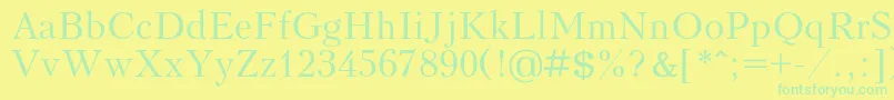 フォントKudrashovc – 黄色い背景に緑の文字