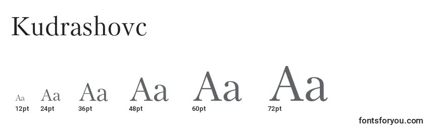 Размеры шрифта Kudrashovc