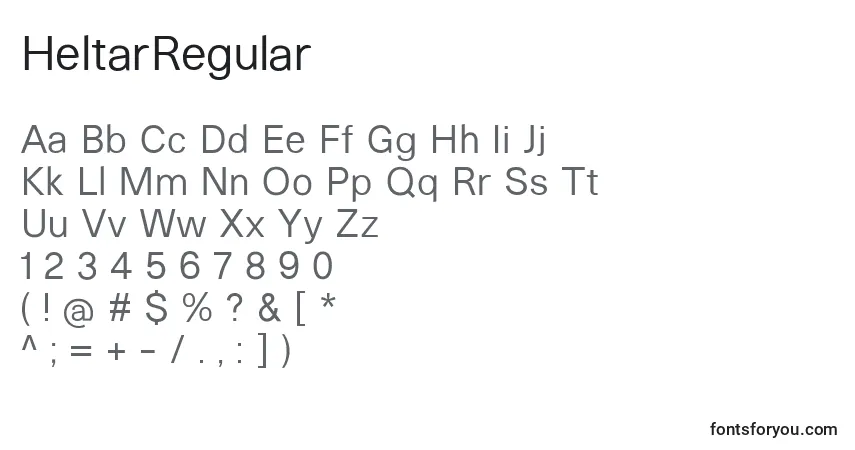 Czcionka HeltarRegular – alfabet, cyfry, specjalne znaki