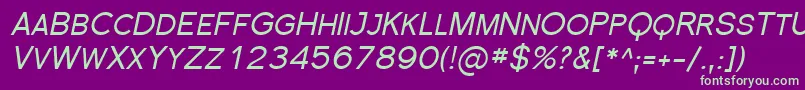 FlorencesansScItalic Font – Green Fonts on Purple Background