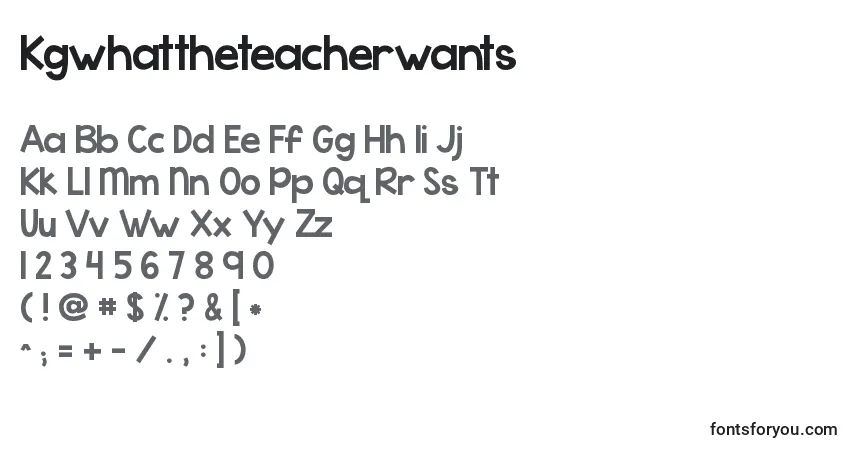 Schriftart Kgwhattheteacherwants – Alphabet, Zahlen, spezielle Symbole