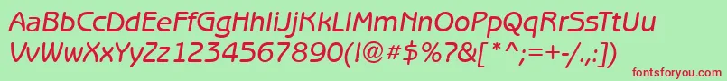 BenjaminGothicMediumItalic Font – Red Fonts on Green Background