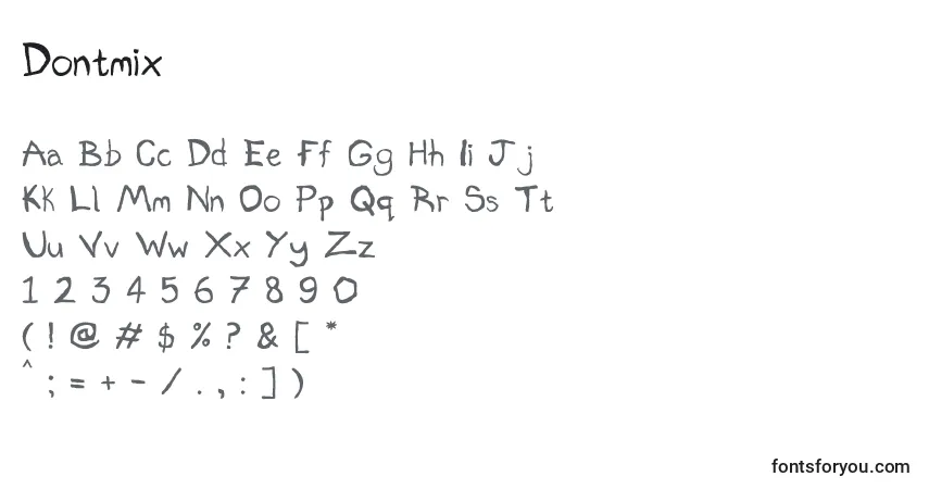 Czcionka Dontmix – alfabet, cyfry, specjalne znaki