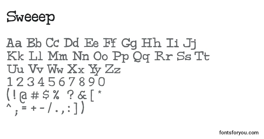 Шрифт Sweeep – алфавит, цифры, специальные символы