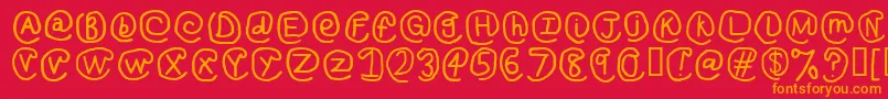 AtSignRegular-Schriftart – Orangefarbene Schriften auf rotem Hintergrund