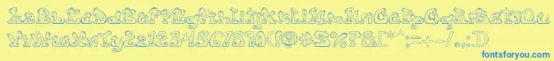 Eazy3-Schriftart – Blaue Schriften auf gelbem Hintergrund
