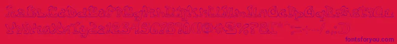 Fonte Eazy3 – fontes roxas em um fundo vermelho