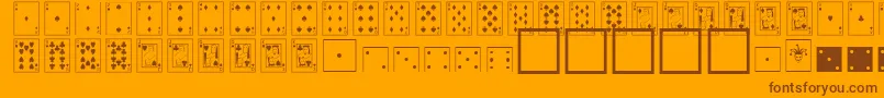 Fonte CardDealerNormal – fontes marrons em um fundo laranja