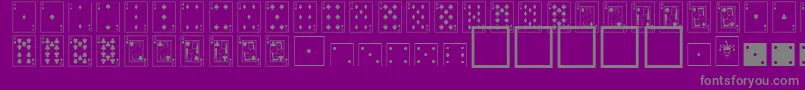 CardDealerNormal-fontti – harmaat kirjasimet violetilla taustalla
