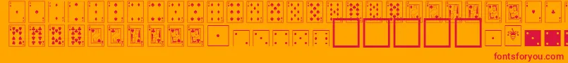Fonte CardDealerNormal – fontes vermelhas em um fundo laranja