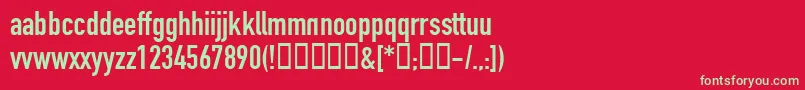 フォントReznorDownwardSpiral – 赤い背景に緑の文字