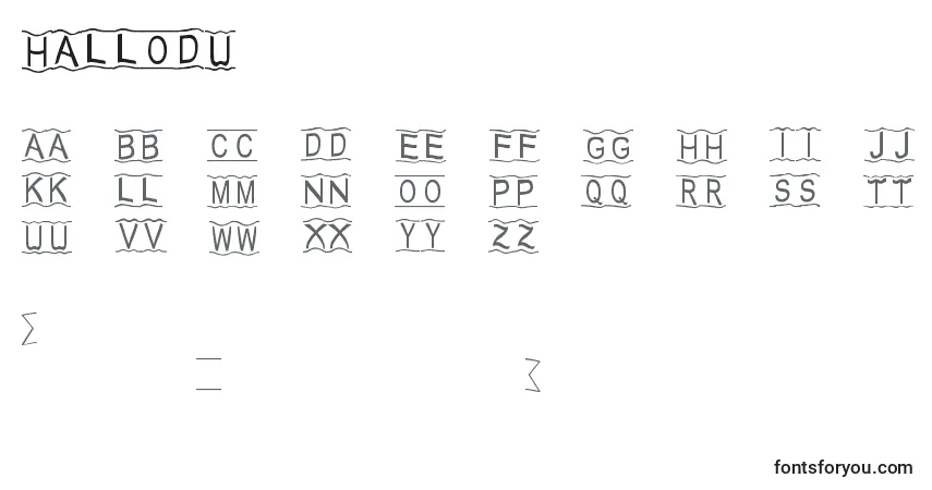 Czcionka HalloDu – alfabet, cyfry, specjalne znaki
