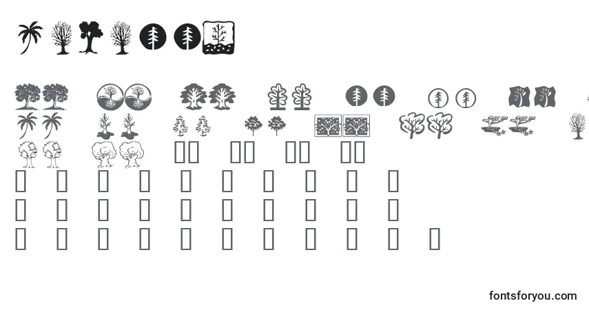 Schriftart KrTrees – Alphabet, Zahlen, spezielle Symbole