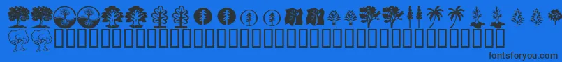 KrTrees Font – Black Fonts on Blue Background
