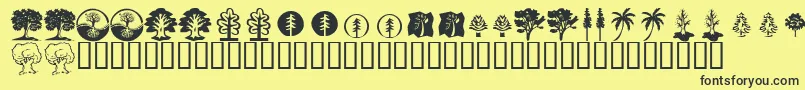 フォントKrTrees – 黒い文字の黄色い背景