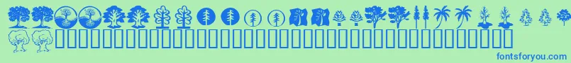 KrTrees Font – Blue Fonts on Green Background