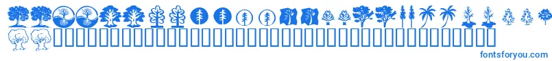 KrTrees-Schriftart – Blaue Schriften auf weißem Hintergrund