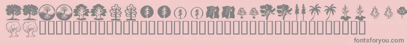 KrTrees-fontti – harmaat kirjasimet vaaleanpunaisella taustalla