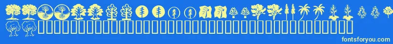 KrTrees Font – Yellow Fonts on Blue Background