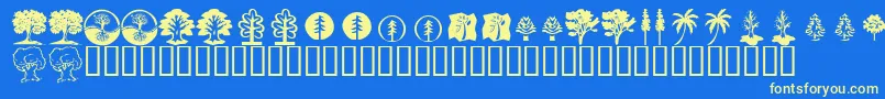 フォントKrTrees – 黄色の文字、青い背景