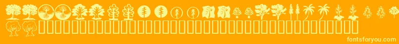 KrTrees-Schriftart – Gelbe Schriften auf orangefarbenem Hintergrund