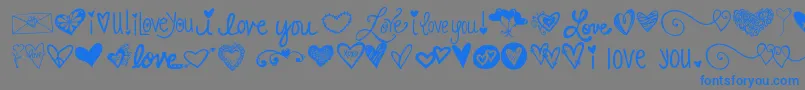 Kg Heart Doodles-Schriftart – Blaue Schriften auf grauem Hintergrund