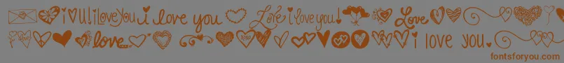 Шрифт Kg Heart Doodles – коричневые шрифты на сером фоне