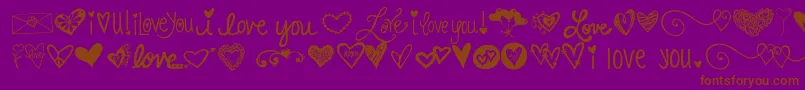 Fonte Kg Heart Doodles – fontes marrons em um fundo roxo