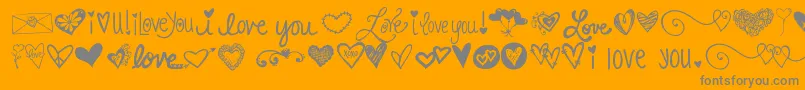 fuente Kg Heart Doodles – Fuentes Grises Sobre Fondo Naranja