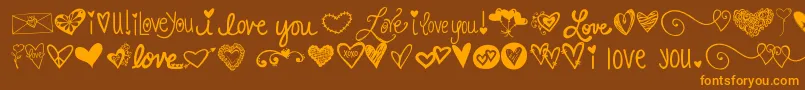Czcionka Kg Heart Doodles – pomarańczowe czcionki na brązowym tle