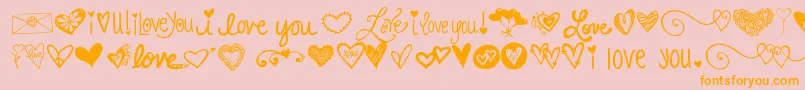 Kg Heart Doodles-Schriftart – Orangefarbene Schriften auf rosa Hintergrund