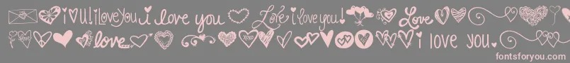 Czcionka Kg Heart Doodles – różowe czcionki na szarym tle