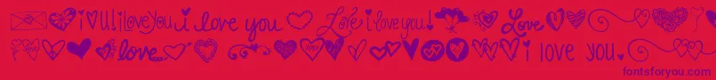 Шрифт Kg Heart Doodles – фиолетовые шрифты на красном фоне