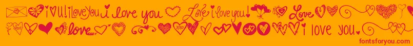 Police Kg Heart Doodles – polices rouges sur fond orange