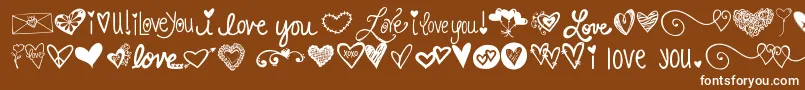 Czcionka Kg Heart Doodles – białe czcionki na brązowym tle