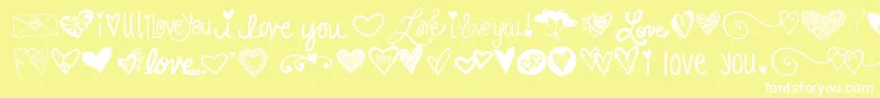 Kg Heart Doodles Font – White Fonts on Yellow Background